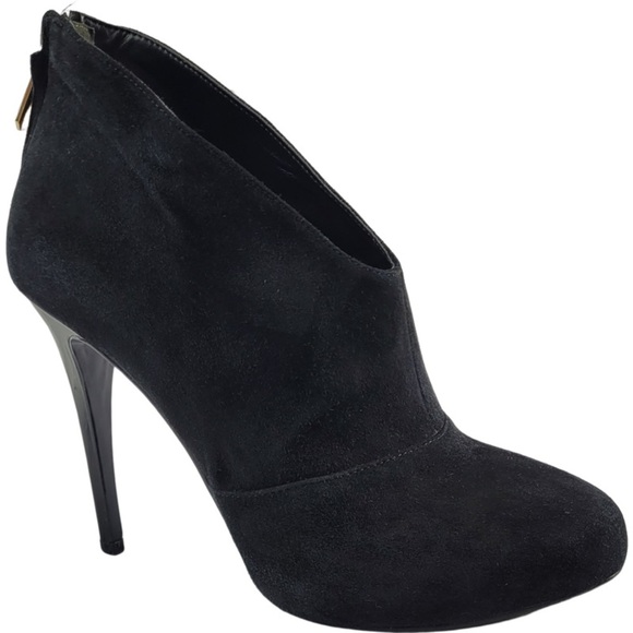 Guess Carlice Black Suede Ankle Heel Booties Size 7 - Picture 1 of 14